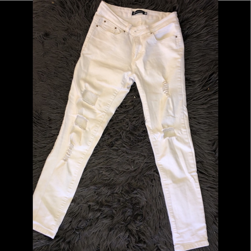 White ripped jeans